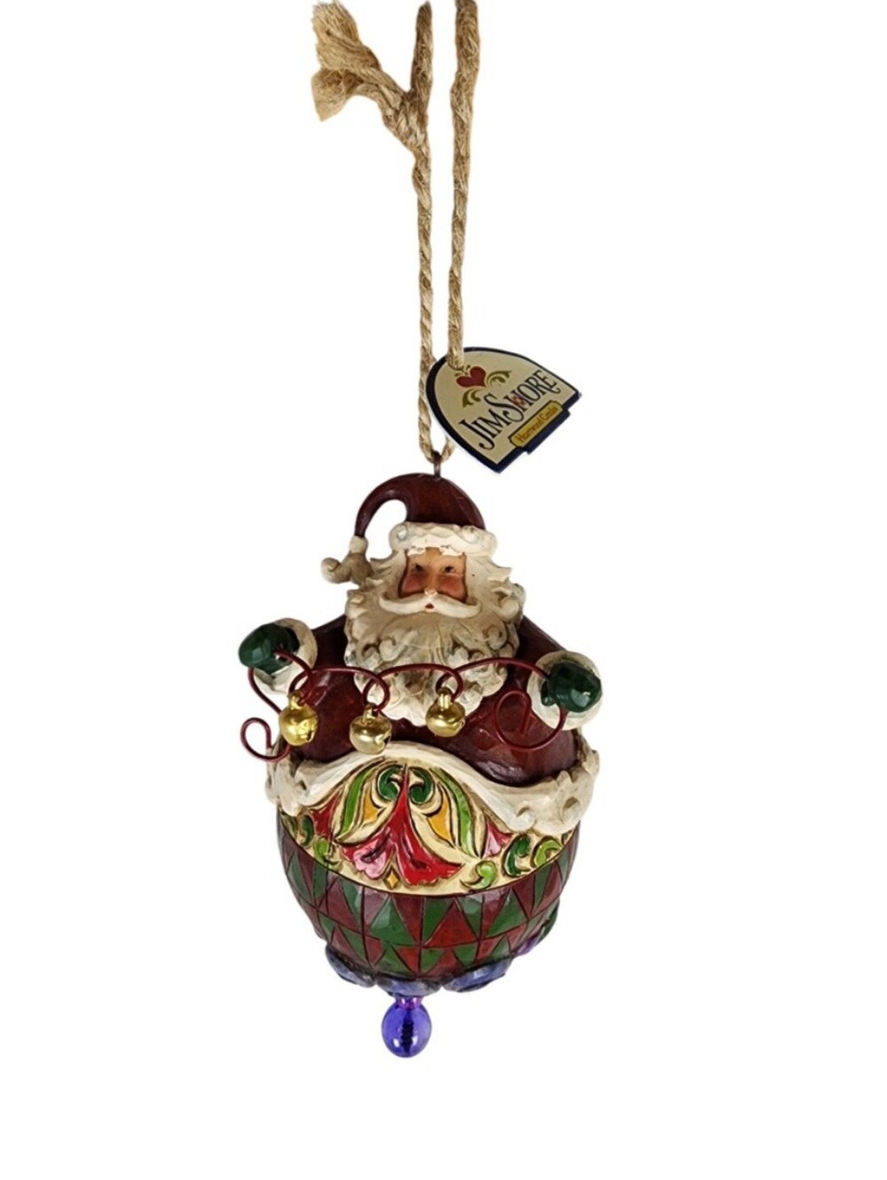 Vintage 2008 Jim Shore Heartwood Creek Ornament Roly Poly Santa with Bells